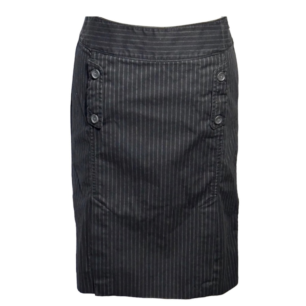 Banana Republic black bottom front vertical Stripe Cotton Stretch Skirt Size 4